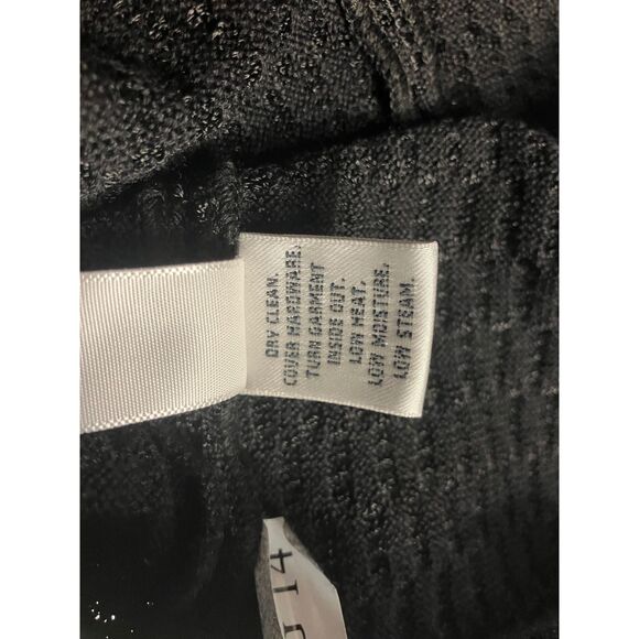 St. John Black Textured Knit Blazer Jacket Gold Buttons Size 14 USA - Picture 9 of 10